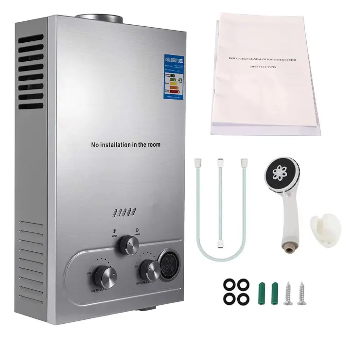 Calentador de agua a Gas de 8L, caldera instantánea inoxidable Digital, Gas licuado de petróleo a pedido, sin tanque, Kit de camping - 1