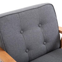 HOMCOM Butaca de Salón Moderno Sillón Individual Tapizado en Lino con Asiento Acolchado y Marco de Madera para Oficina Dormitorio Carga 200 kg 70x64,5x74 cm Gris - details 6