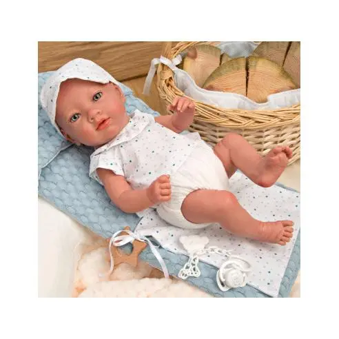 BEBÉ REBORN CLAUDIO AZUL CON COLCHONETA PARA CARRO O CUNA Y DOU DOU MORDEDOR- Arias 98091 AR98091 ARIAS - 1