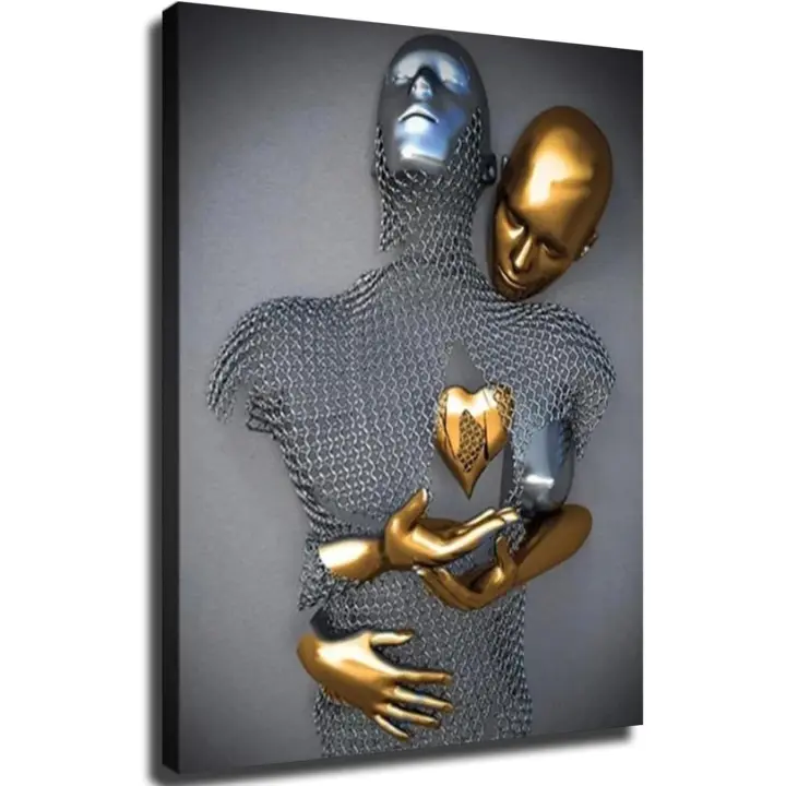 Póster de Pareja abrazándose, Gift de San Valentín, impresión en Lienzo, Pintura, Imagen, Arte de comparación, decoración de dormitorio y Sala de estar, Tamaño: 50x70 cm - 1