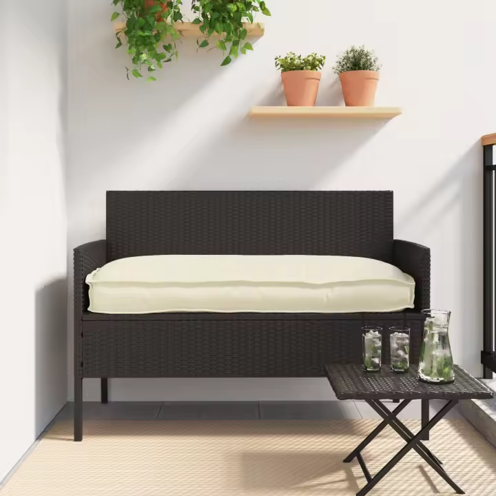 Cojín Exterior vidaXL Crema Poliéster 110 x 40 x 8 cm Cojín para sillas - 1