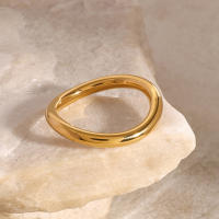 316l Acero inoxidable sin deslustre anillo de dos tonos declaración plata oro Color mezclado textura de Metal joyería de encanto de alta calidad - details 6