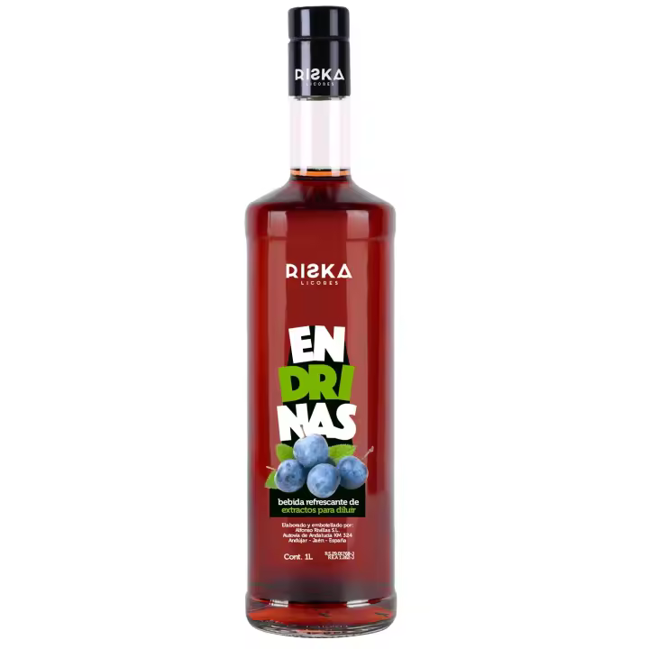 RISKA LICORES Licor de Endrinas RISKA Sin alcohol - Bebida Refrescante - Litro - 1