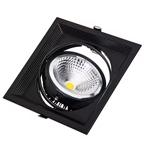 TECNOLUX EURO Plafón plano negro con bombilla AR111 luz fría 6400K - 1