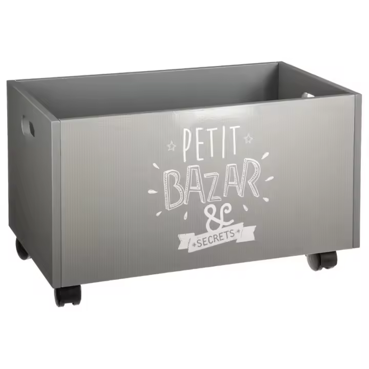 Atmosphera Cofre de Juguetes Gris con Ruedas Infantil Composición MDF Dimensiones 48x30x28cm - 1