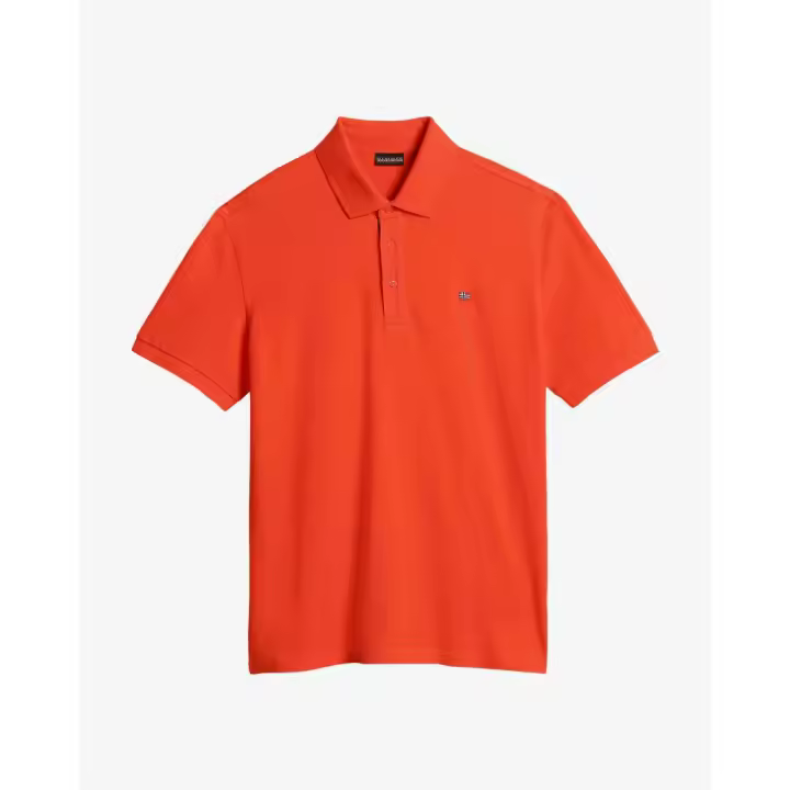 Polo Napapijri para hombre de manga corta con bandera bordada en el pecho  NP0A4GB3R051 RED CHERRY - 1