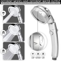 Cabezal de ducha de mano (sin manguera y soporte) – Cabezal de ducha ajustable giratorio de 360 grados de alta presión con interruptor de encendido/apagado y 3 ajustes de pulverización, rociador de - details 1