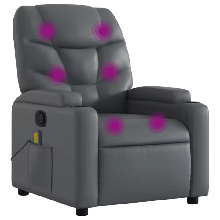 vidaXL Sillón de masaje reclinable cuero sintético Negro, Crema, Marrón Sillon Dormitorio Sillon Comodos Silla Relax Sillón Sofá - 1