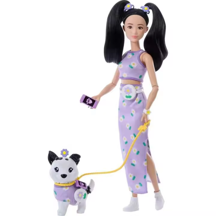 BARBIE TWINNING LOOKS ASIATICA CON PERRO DE MATTEL - 1