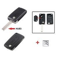 BARAC Llave Mando Carcasa de 2 Botones CE0536 HU83 Ranura para Citroen C2 C3 C4 C5 C6 C7 C8 PICASSO para llavero con insignia - details 0