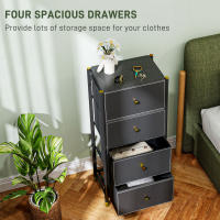 HOMCOM Cómoda para Dormitorio Cajonera de Tela Plegables con Frentes de PU y Marco de Acero Cajonera para Dormitorio Salón Negro - details 3