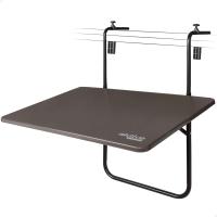Mesa Plegable para Balcón con Estructura de Acero y Tablero de MDF 60 x 42 CM – Mesa Abatible y Ajustable en 3 Posiciones para Barandillas de Terraza o Balcón – Soporta Hasta 20 KG, Fácil de Montar y Limpiar, Ahorra Espacio, Ideal para Uso Individual, Mul - details 0