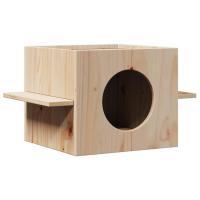 vidaXL Casa para gatos cera marrón 51x35x30 cm madera maciza pino en color Gris oscuro/Gris nube/Gris claro - details 1