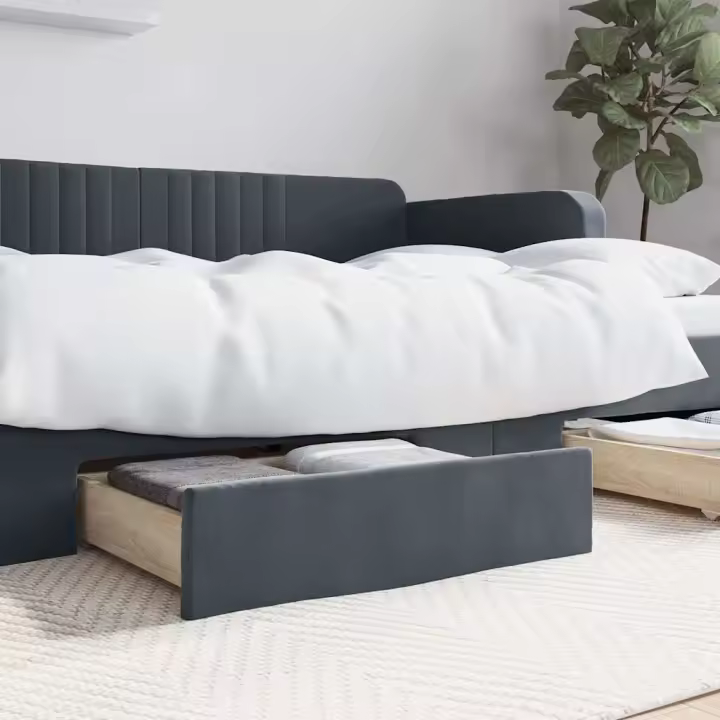Cajones de cama 2 uds madera ingeniería terciopelo gris oscuro - 1