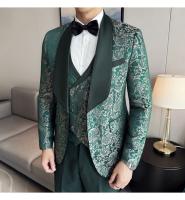 Traje De Tres Piezas Para Hombre Estilo Británico Primavera 2025 Traje De Negocios Casual Chaqueta Pantalón Alta Densidad Jacquard Vestido De Boda - details 4