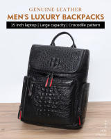 Mochila De Cuero Auténtico Crocodilo Para Laptop De 15.6 Pulgadas Hombres Viaje Impermeable Grande Para Adolescentes Escuela Bolsa De Viaje Preppy Style - details 0