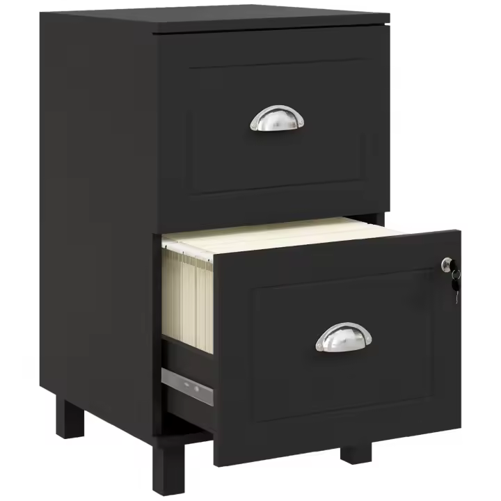 HOMCOM Cajonera de Oficina Mueble Archivador con 2 Cajones Cajonera para Escritorio con Cerraduras Carpetas Suspendidas para A4 y Carta 40x41,5x67,5 cm - 1