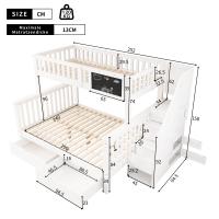 Litera Infantil Doble Función - Cama Superior 90x200 + Cuna Multifunctional 140x200 (Convertible en Estudio) with Pizarra, Cajones de Estira y Diseño Blanco Moderno - Sin Colchón - details 6