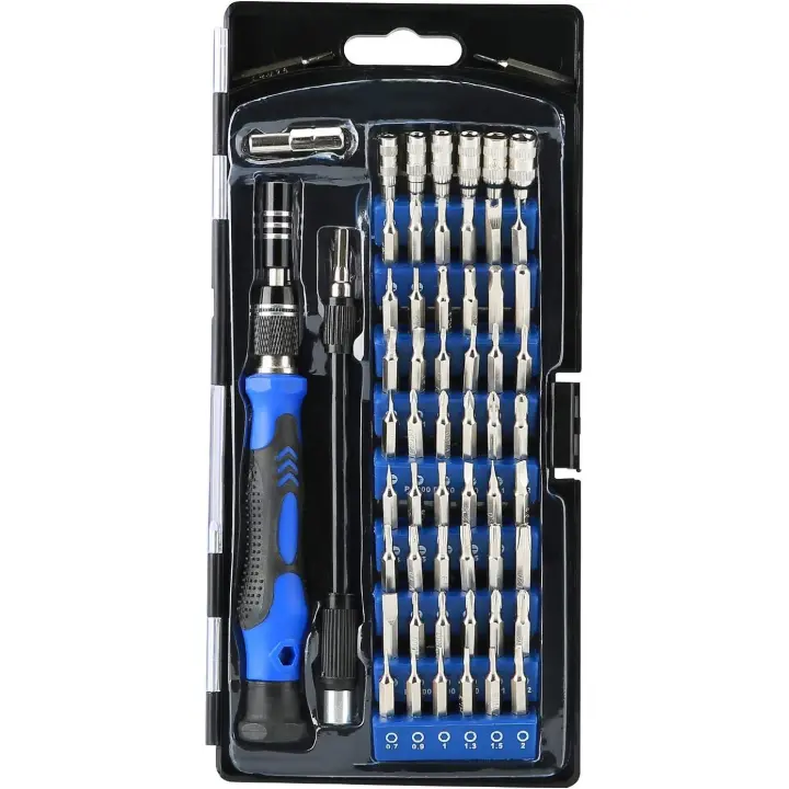 Kit de destornilladores de precisión, kit de herramientas de reparación, juego de destornilladores magnéticos 60 en 1, antioxidantes y resistentes al óxido con caja de plástico para computadora portátil, tableta, dispositivo de gafas - 1