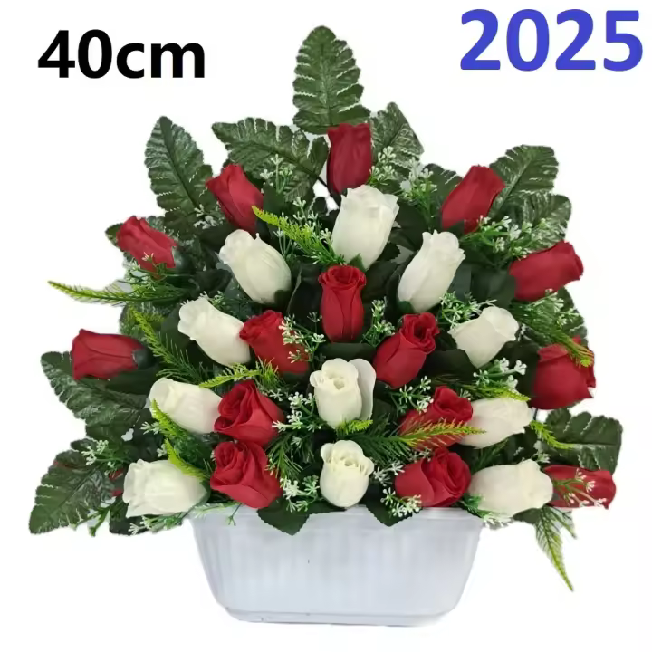 Flores artificiales para cementerio,Centro Flores para santos duraderas de tela con maceta,Gerimport,Envios desde España - 1