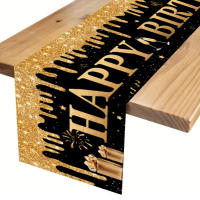 Corredor De Mesa Para Cumpleaños Black Gold Decoración Para Fiesta De Cumpleaños Para Niños Y Adultos PVC Material Decoración De Primera Enseñanza - details 2