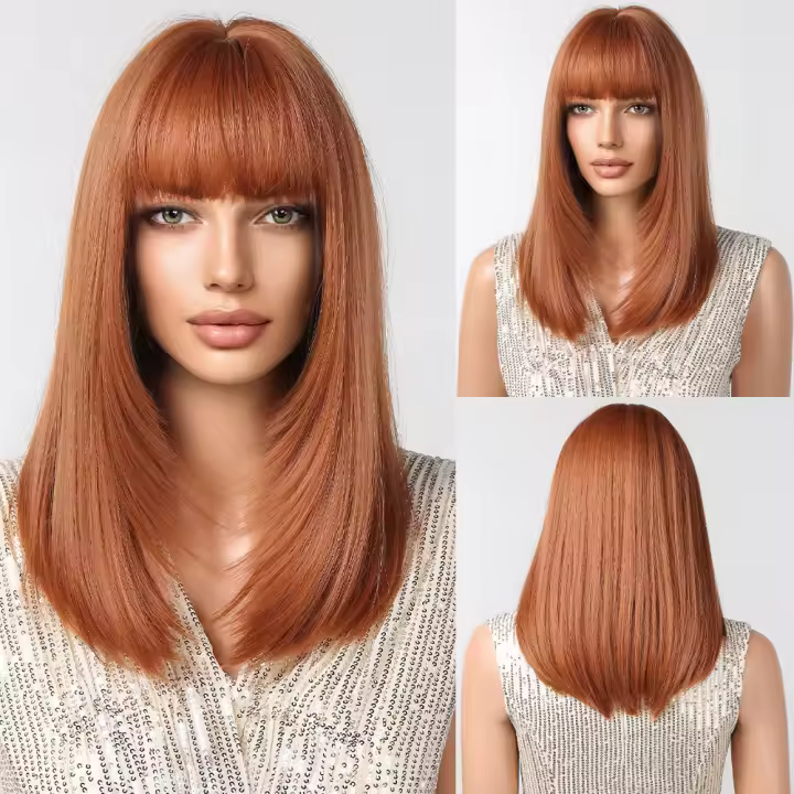 Pelucas Sintéticas De Bob Corto Para Mujer HENRY MARGU Rojo Tinto Vino Con Franja Resistente Al Calor Para Cosplay Fiesta Lolita - 1