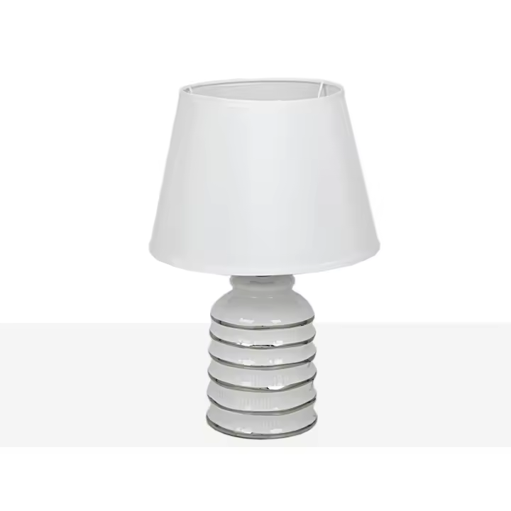 LAMPARA CERAMIC BLANCA/PLATA C/PANTALLA HM8521141 FIJALO - 1