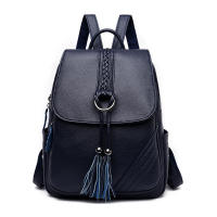 Mochila para mujer, nueva mochila de cuero suave con borlas colgantes, mochila de gran capacidad para estudiantes, mochila de viaje para exteriores - details 2
