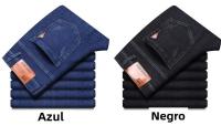 Pantalones De Mezclilla Negra Azul Para Hombre 2025 Primavera Moda Clásica Slim Straight Business Ropa Masculina Denim Pantalones De Mediana Elasticidad Tatting mid Waist Full Length Para Todas Las Estaciones - details 5
