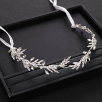 Diadema De Boda En Color Plata Con Cristales Y Corona De Hojas Adorno Para Cabello De Novia Diadema De Tiará Para Mujer - details 3
