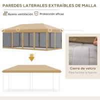 Outsunny Carpa Plegable 6x3 m Cenador de Jardín Gazebo con 6 Mosquiteras Bolsa de Transporte y Marco de Acero para Camping Fiestas - details 5