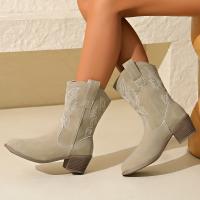 Botas Occidentales Bordadas 2024 Para Mujer Talla Grande 43 Punta Puntiaguda Botines De Otoño Estilo Cowboy Con Plataforma Cierre SLIP-ON Material De Suela RUBBER - details 4