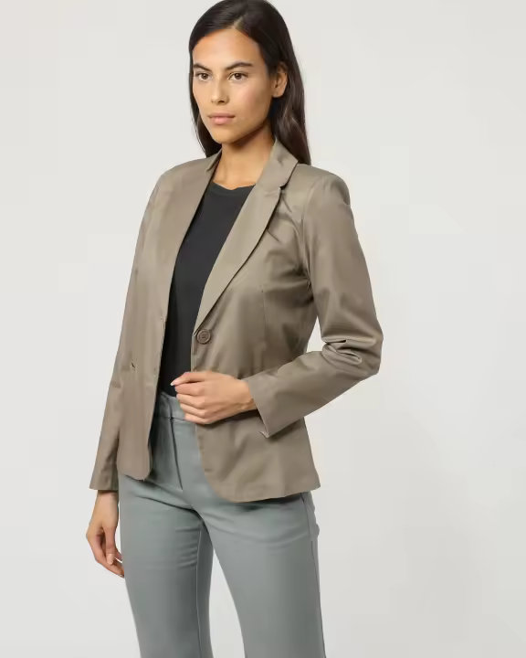 Americana mujer blazer sastre, chaqueta formal botones, elegante, forro interior, manga larga, cuello solapa, moda oficina, color beige, talla M, cómoda y versátil ✅Entrega 24/48h - 1