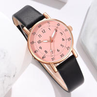 Reloj De Cuarzo Para Parejas Estilo Minimalista Blanco Con Dial En Numeros Romanos Y Correa De Cuero Rosa Ideal Regalo Para Ella - details 6