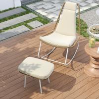 Juego de 2 mecedera. Juego de muebles de Balcón Acero galvanizado, Cuerda Tejida a mano, Con reposapiés, capacidad de carga de 160 kg para las Sillas, adecuado para Terrazas, Jardines y balcones. - details 0