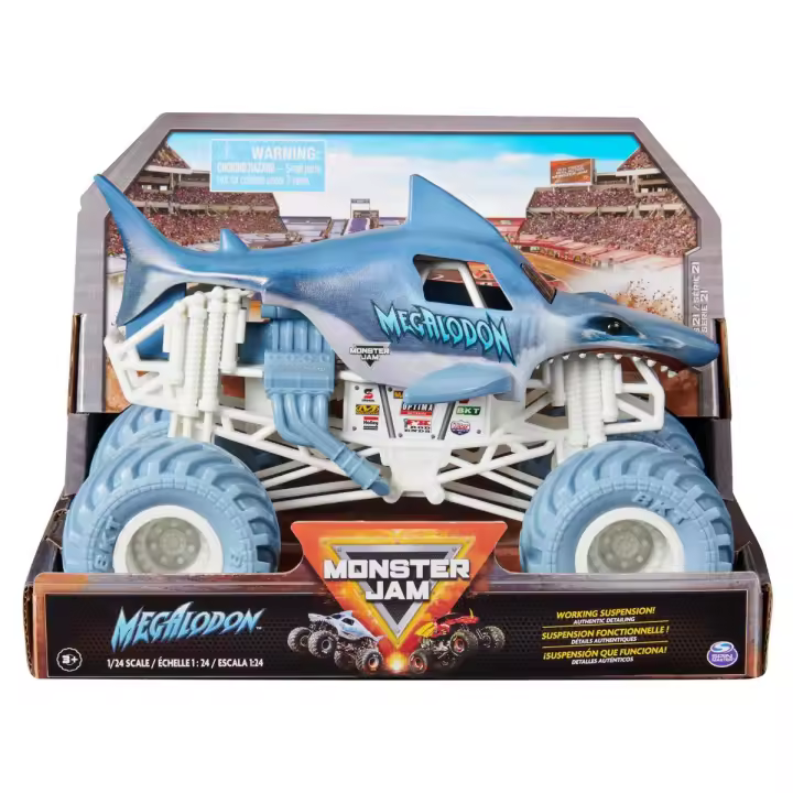 SPIN MASTER - MONSTER JAM - MONSTER TRUCK MEGALODON OFICIAL: Coches de Juguetes de Metal Escala 1:24 - 6069138 - Coches para Niños - Juguetes Niños 3 Años + - 1