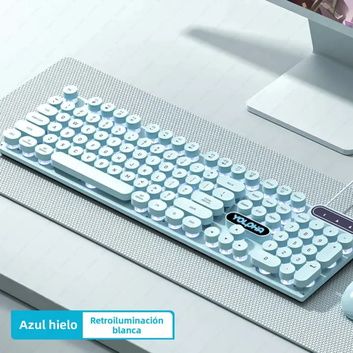 Teclado Mecánico De Juego 104 Teclas Con Iluminación RGB Ergonómico Para PC Laptop Oficina Conexión USB Cableado - 1