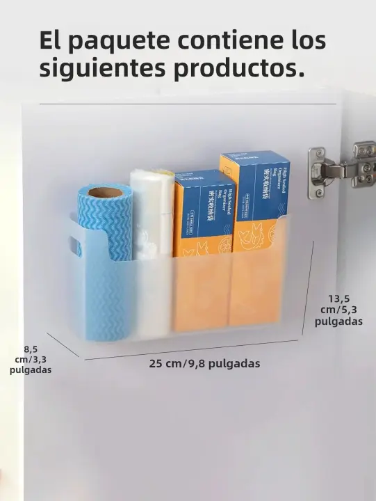 Organizador De Almacenamiento Multifuncional WORTHBUY Estante Para Cocina Colgante Sin Perforar En Plástico Blanco Y Transparente - 1