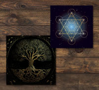 Amuletsshop - Mantel Tarot Metatrón de 60x60cm - Tapete para Cartas de Tarot - Franela Estampada - Colores Como Se Muestra - Peso 50-60gr Aprox. - details 0