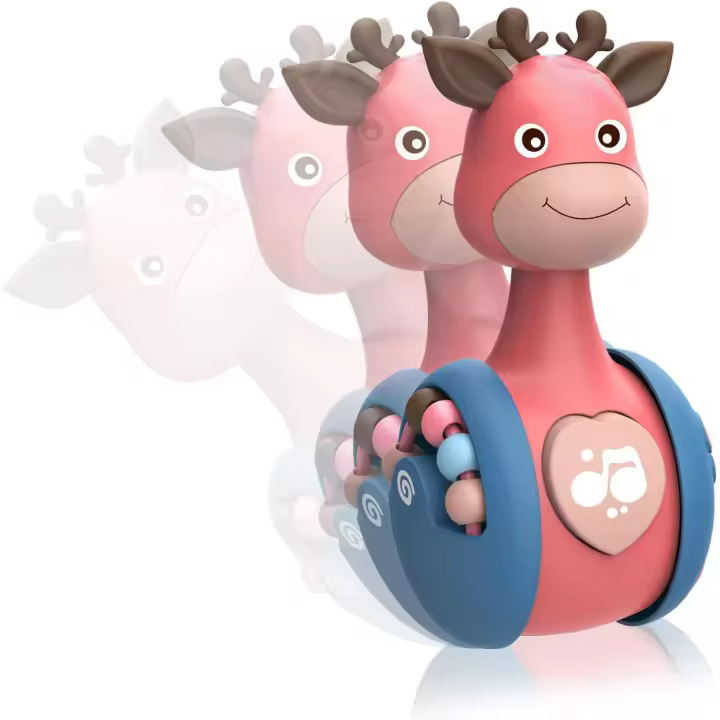 Juguetes para bebés, adorables juguetes con forma de jirafa para la barriga de recién nacidos de 3 a 12 meses, regalo de cumpleaños de Navidad para niños y niñas (rosa) - 1