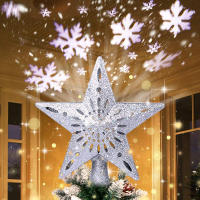 Decoración De Árbol De Navidad 3D Estrella Plateada Con LED Giratorio Proyector De Escarcha Luces Colgantes Para Fiesta Navideña - details 22