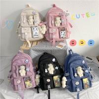 Mochila Kawaii De Japón Para Niñas De Escuela High School Con Múltiples Bolsillos Mochila Harajuku Para Mujeres De Nylon Resistente Color Negro Azul Blanco Rosa Morado - details 1