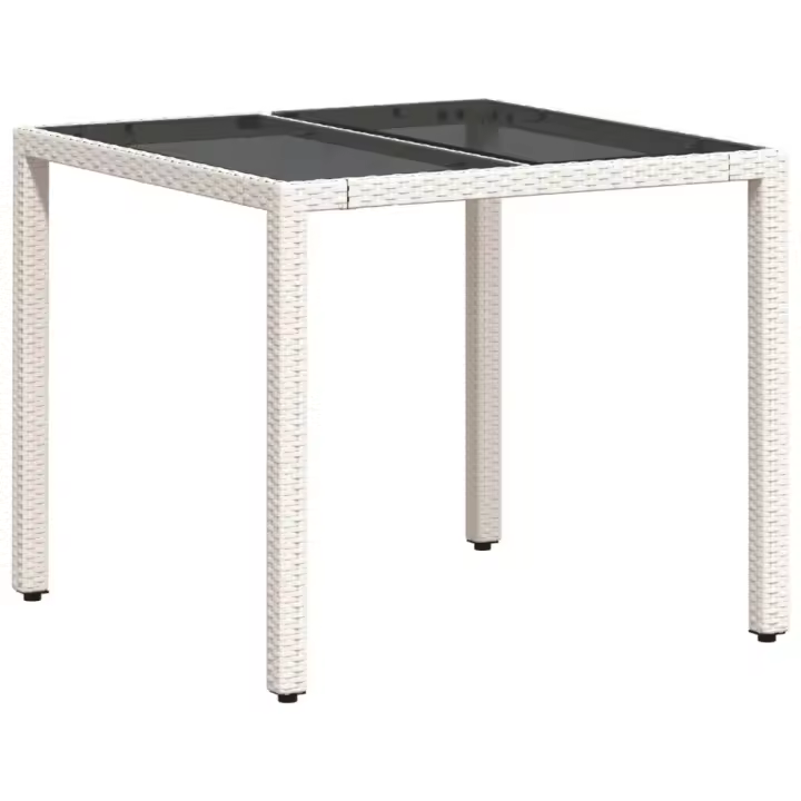 Mesa de Jardín superficie De Vidrio Blanco 90x90x75 cm - 1