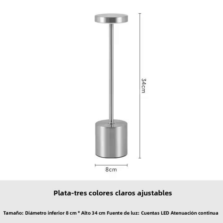 Lámpara De Mesa Recargable Táctil De Metal Con Luz LED Ambiental En Tres Colores Decoración Interior Creativa Para La Cama - 1