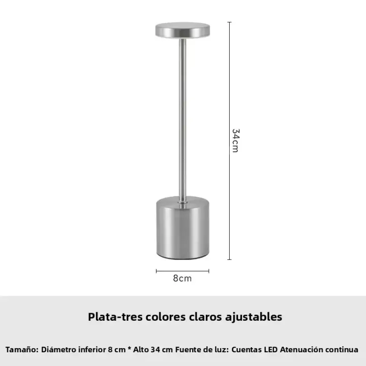 Lámpara De Mesa Recargable Táctil De Metal Con Luz LED Ambiental En Tres Colores Decoración Interior Creativa Para La Cama - 1