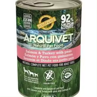 Arquivet Adult Salmón y Pavo con Guisantes Perro Latas  Comida Húmeda para Perros - 1