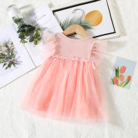 Vestido De Princesa Para Bebé Niña Verano Con Encaje Y Gran Lazo Vestido Sin Mangas Cuello Redondo Estilo Casual Polyester - details 4