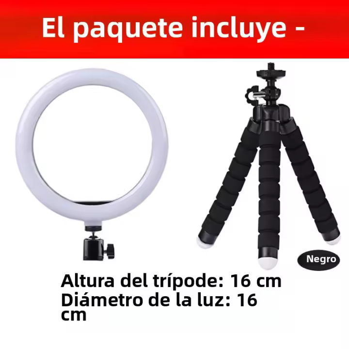 Luz De Anillo Para Selfie LED 10 Pulgadas Con Soporte Para Teléfono Lámpara Fotográfica Para Video De Tiktok Y Streaming - 1