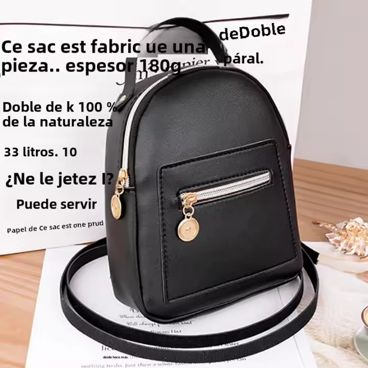 Mochila De Moda Para Mujer Mini Soft Touch Multifuncional Pequeña Bolso De Hombro Para Dama Niña Color Negro - 1