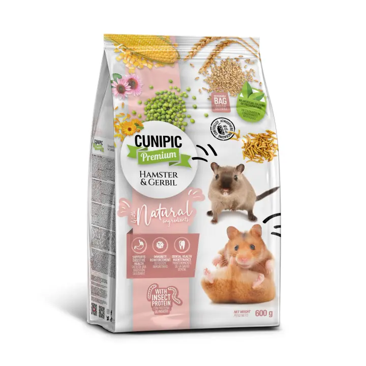 Alimento Premium para Hámster & Gerbo Cunipic | Alimento para hámster & gerbo, completo y equilibrado gracias a su fuente equilibrada de minerales, vitaminas y ácidos grasos omega 3 - 600 g - 1